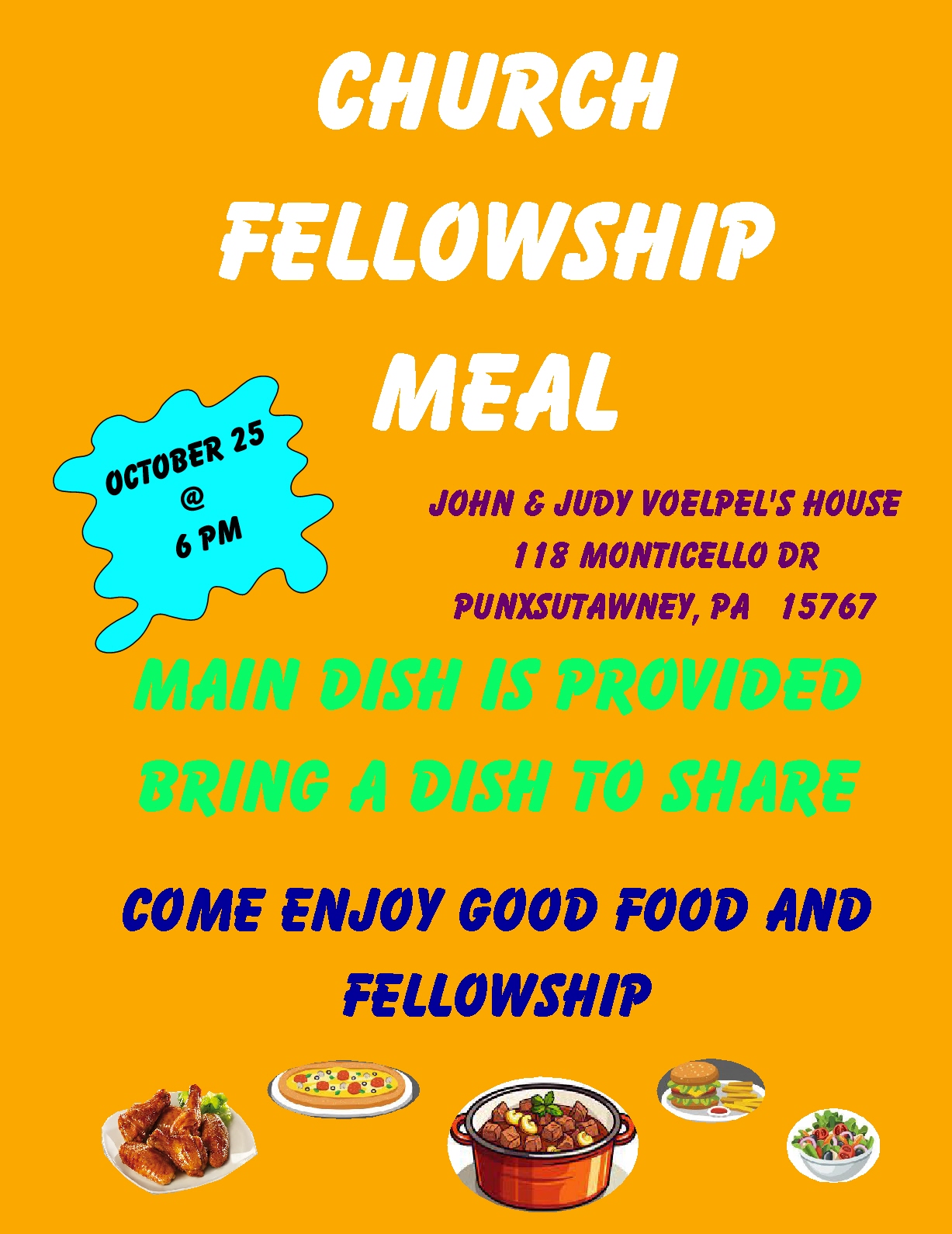 Poster Church Fellowship dinner October