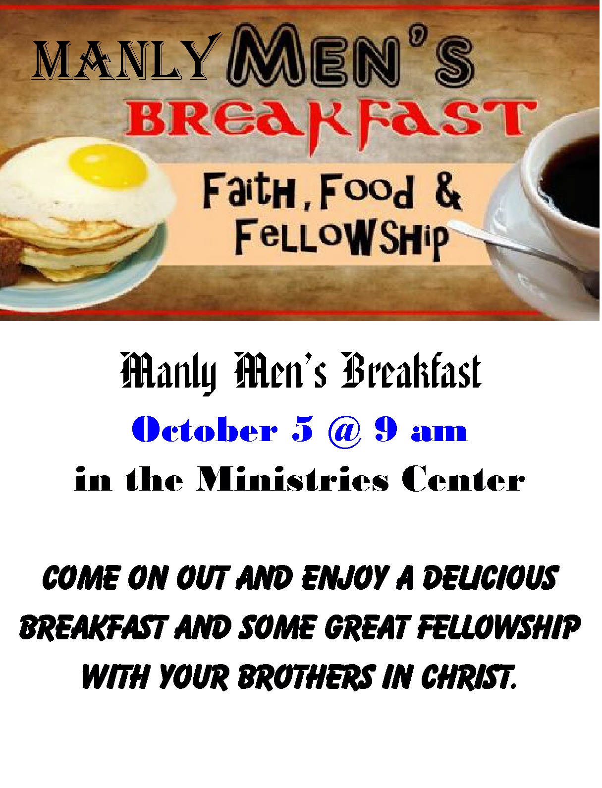 Poster Manly Mens Breakfast October 2024